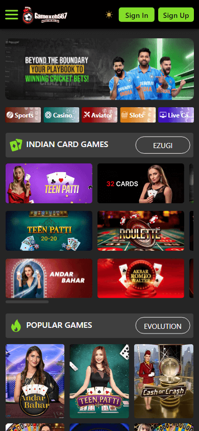Gamexch567 Casino Mobile screenshot